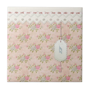 Vintage Rose Floral Tile