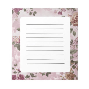 Vintage Rose Floral Watercolor Simple Notepad