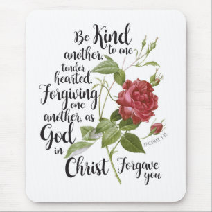 Vintage Rose flower illustrated with bible verse Mouse Mat