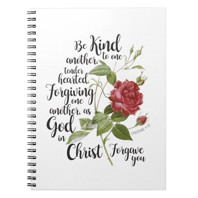 Vintage Rose flower illustrated with bible verse Notebook (Front)