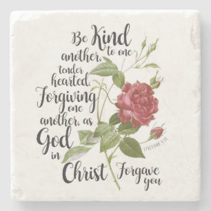 Vintage Rose flower illustrated with bible verse Stone Coaster