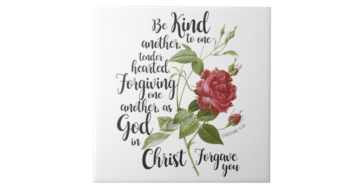 Vintage Rose flower illustrated with bible verse Tile | Zazzle