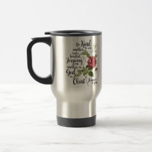 Vintage Rose flower illustrated with bible verse Travel Mug