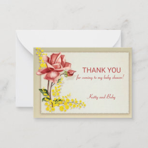 Vintage Rose Flower Thank You Card