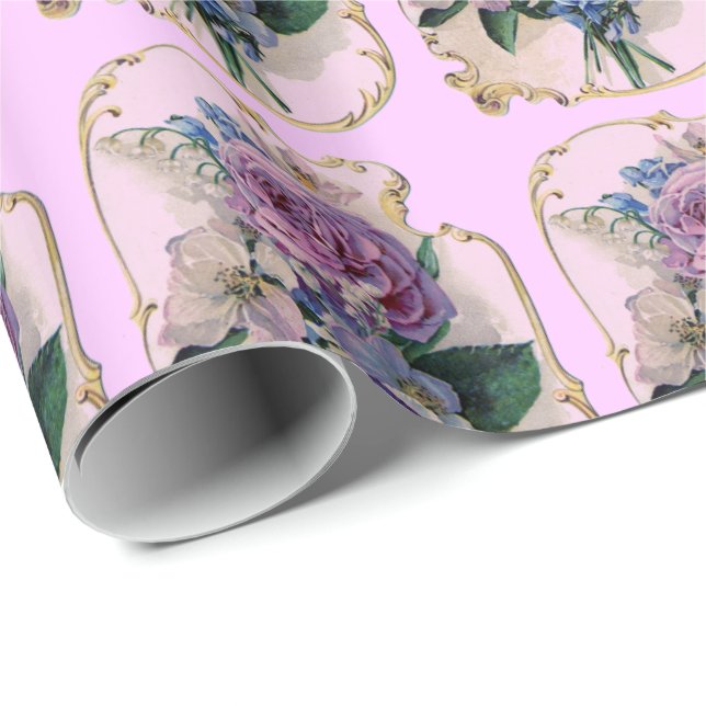Vintage Rose & Flowers Gift Wrapping Paper (Roll Corner)