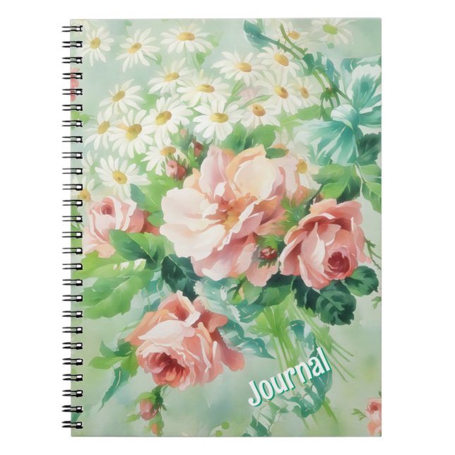 Vintage Rose Flowers Personalised Journal (Front)