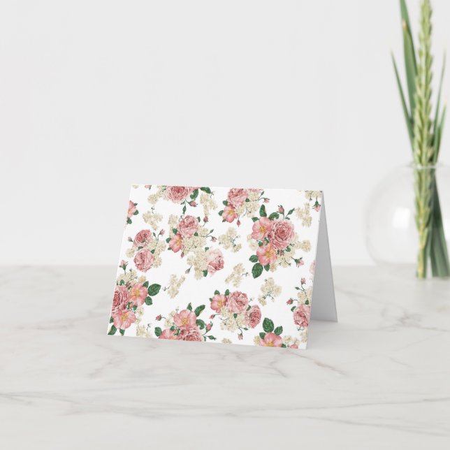 Vintage Rose Folded Thank You Card (Front)