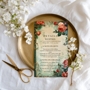 Vintage Rose Frame Botanical Wedding Enclosure Card