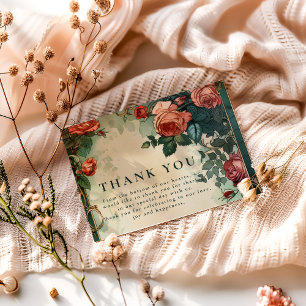 Vintage Rose Frame Botanical Wedding Thank You Card