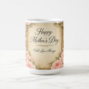 Vintage Rose Frame Mother's Day Card Antique Coffee Mug