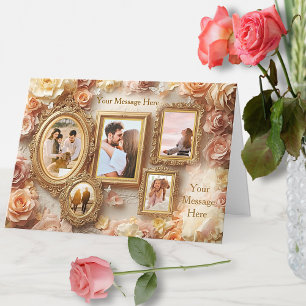 Vintage Rose Frames with Soft Gold Floral Glow Card