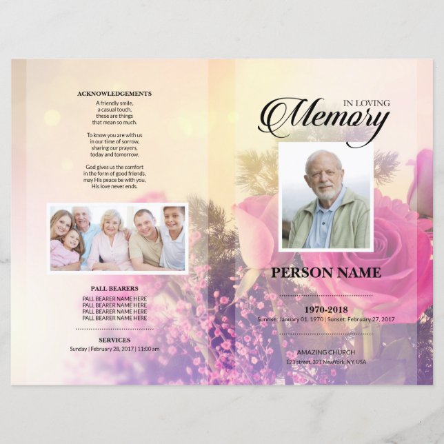 Vintage Rose Funeral Template (Front)