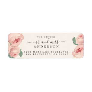 Vintage Rose Future Mr Mrs Wedding Return Address