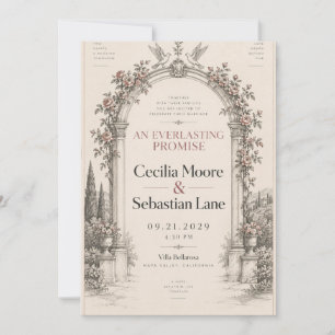 Vintage Rose Garden Arch Wedding Invitation