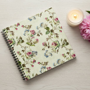 Vintage rose garden floral school notebook