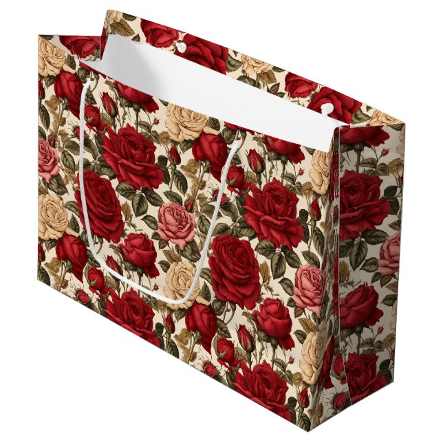 Vintage Rose Garden Large Gift Bag (Front Angled)