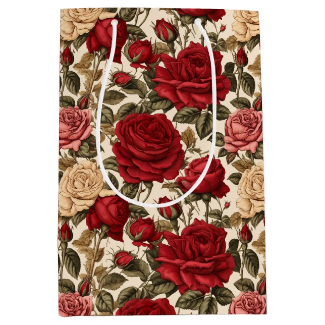 Vintage Rose Garden Medium Gift Bag (Front)