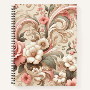 Vintage Rose Garden Scrollwork Notebook
