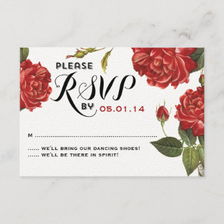 Vintage Rose Garden Wedding RSVP Card