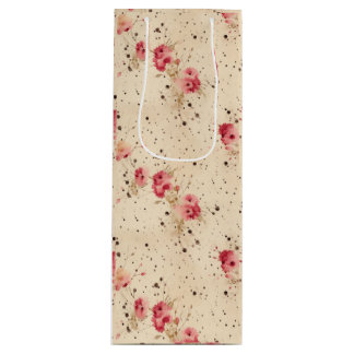 Vintage Rose Gift Bag for Wine Bottle