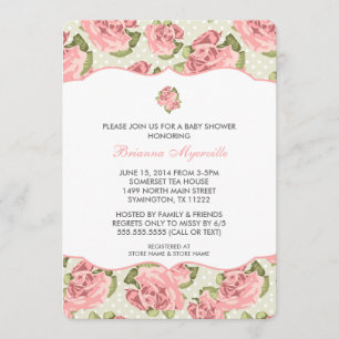 Vintage Rose Girl Baby Shower Invite