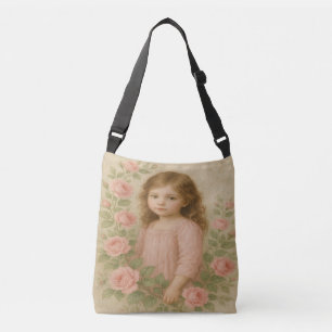 Vintage Rose Girl Portrait  Crossbody Bag