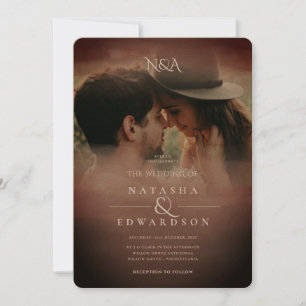 Vintage Rose Gold Abstract Overlay Photo Wedding Invitation