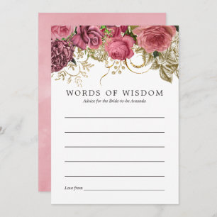Vintage Rose Gold and Blush Bridal Shower Advice Invitation