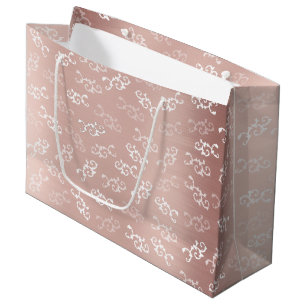 Vintage Rose Gold Damask Pattern Large Gift Bag