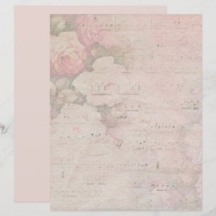Vintage Rose Gold Floral Music Notes