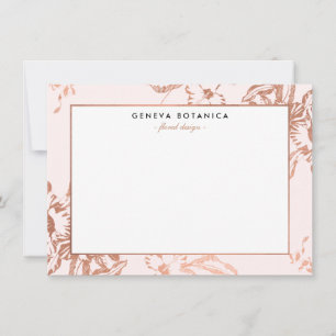Vintage Rose Gold Floral Pattern Pink Note Card