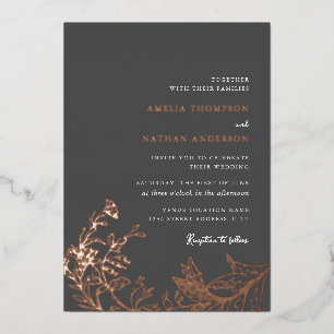 Vintage Rose Gold Grey Floral Wedding