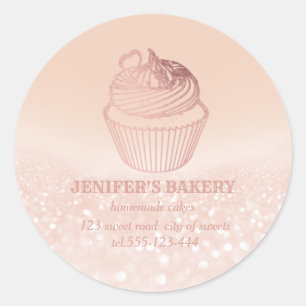 Vintage Rose gold Homemade cupcakes and sweets Classic Round Sticker