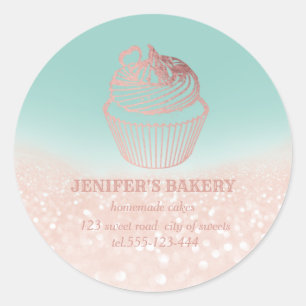 Vintage Rose gold Homemade cupcakes and sweets Classic Round Sticker