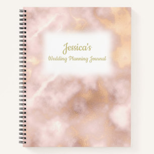 Vintage Rose Gold Marble Wedding Planner Notebook