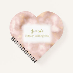 Vintage Rose Gold Marble Wedding Planner Notebook