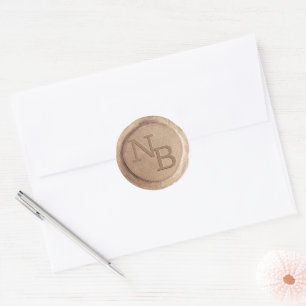 Vintage Rose Gold Monogrammed Wax Seal Sticker