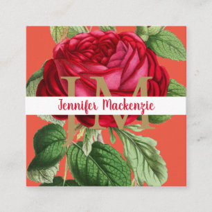 Vintage Rose Gold Pretty Peach and Pink  Square Business Card