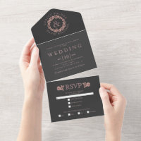 Vintage rose gold roses charcoal grey wedding all 
