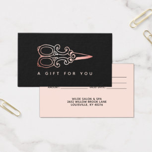 Vintage Rose Gold Scissors Salon Gift Card