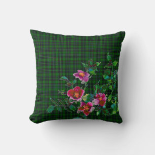 Vintage Rose - green plaid Cushion