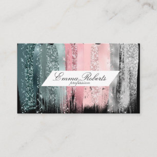 Vintage rose grey green clipart, brush strokes business card