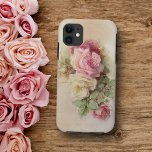 Vintage Rose Handpainted Style Roses Case-Mate iPhone Case<br><div class="desc">Beautiful vintage roses blooming on a soft neutral background.</div>