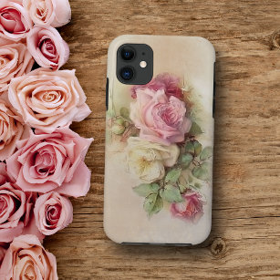 Vintage Rose Handpainted Style Roses Case-Mate iPhone Case