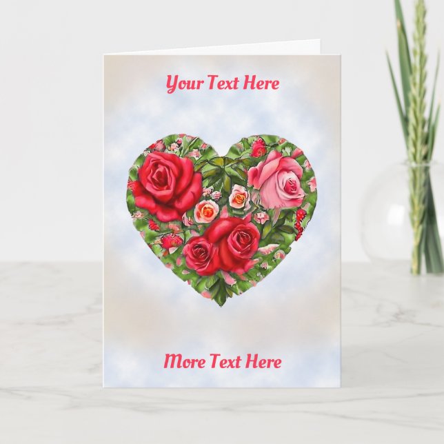 Vintage Rose Heart Card (Front)