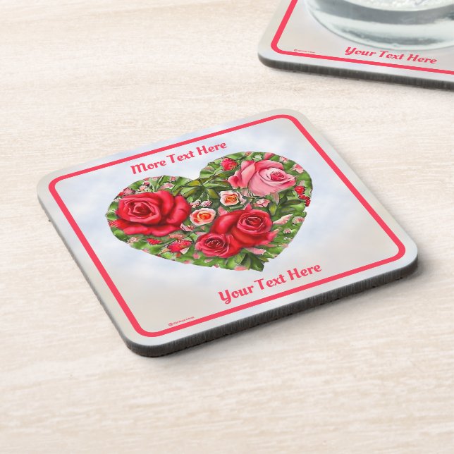 Vintage Rose Heart  Coaster (Left Side)