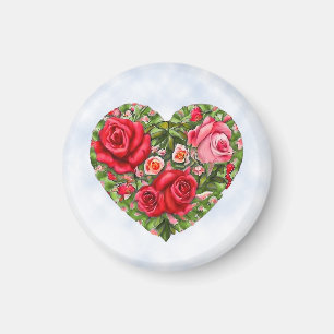 Vintage Rose Heart  Magnet