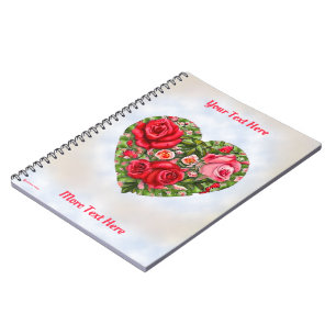 Vintage Rose Heart Notebook