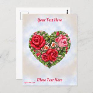 Vintage Rose Heart Postcard