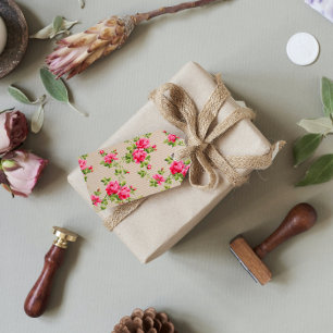 Vintage rose illustration paper base birthday gift tags